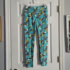 LuLaRoe Teal Abstract Patterned Leggings
